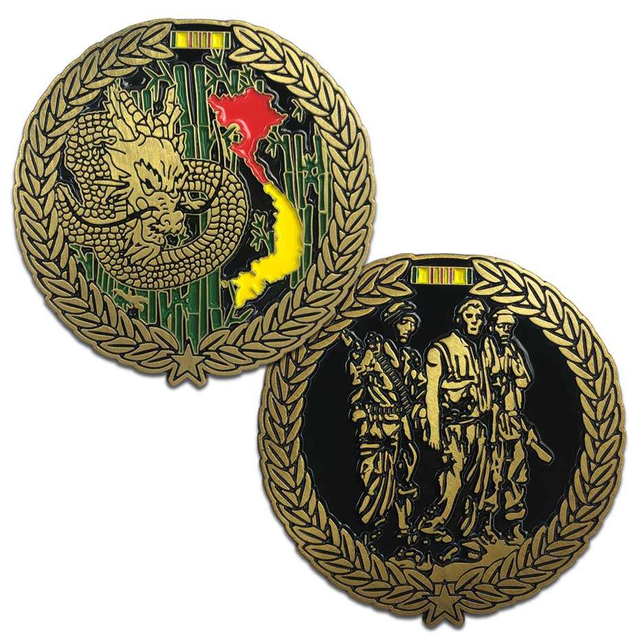 Vietnam Dragon and Three Brothers Statue Challenge Coin 