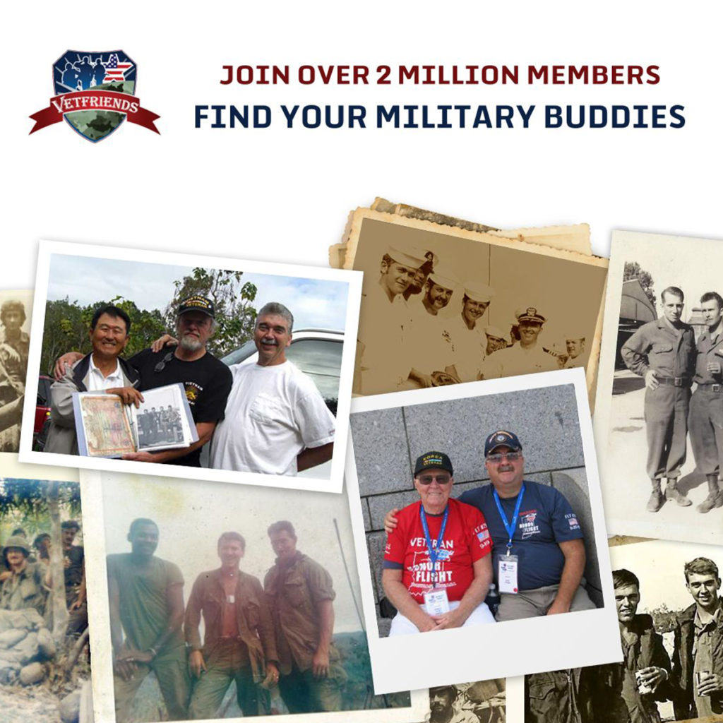 VetFriends.com Membership - Military Veteran Friends posing together after reuniting
