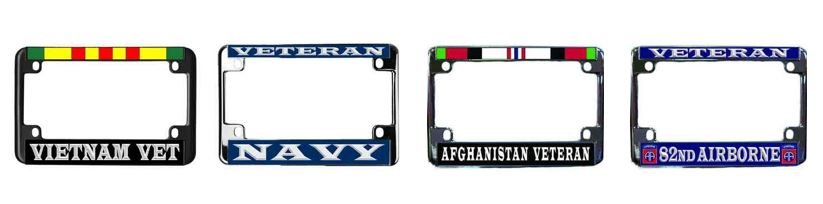 Motorcycle Veteran license plate frames - gift ideas for retired military