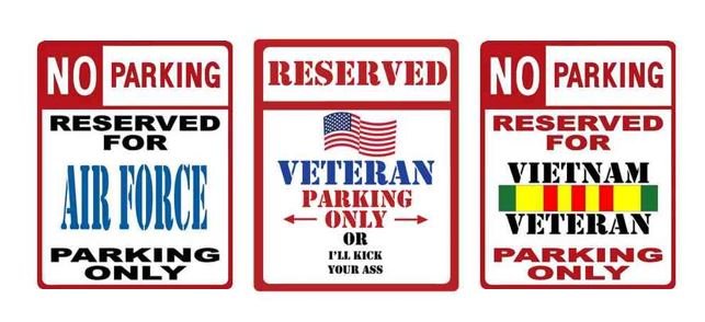veteran humor parking signs