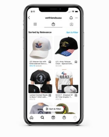 the vetfriends.com instagram shop page on a mobile phone preview