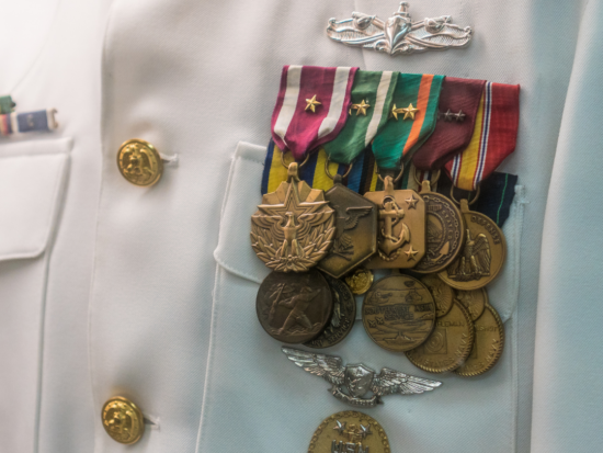 military medals on a us sailor